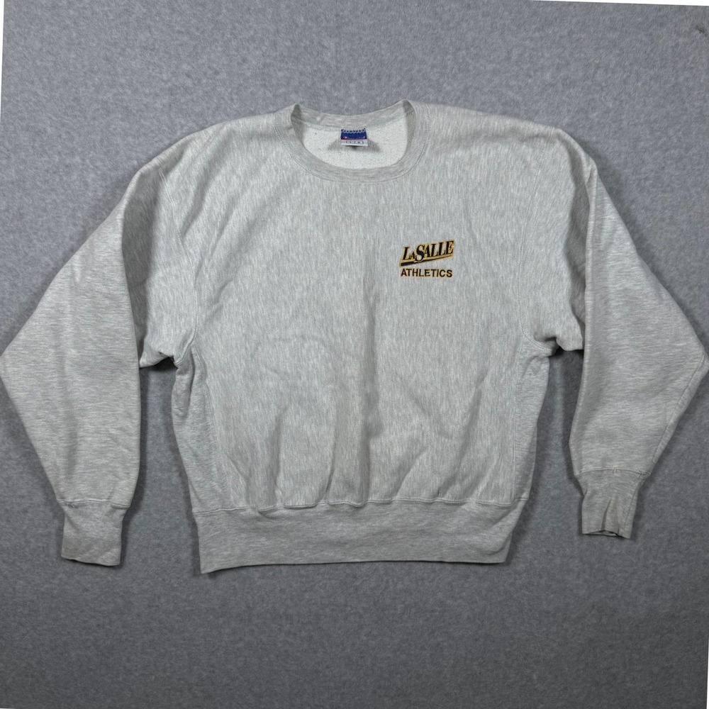 Vintage Champion Reverse Weave LaSalle Athletics Sweatshirt Grey Large